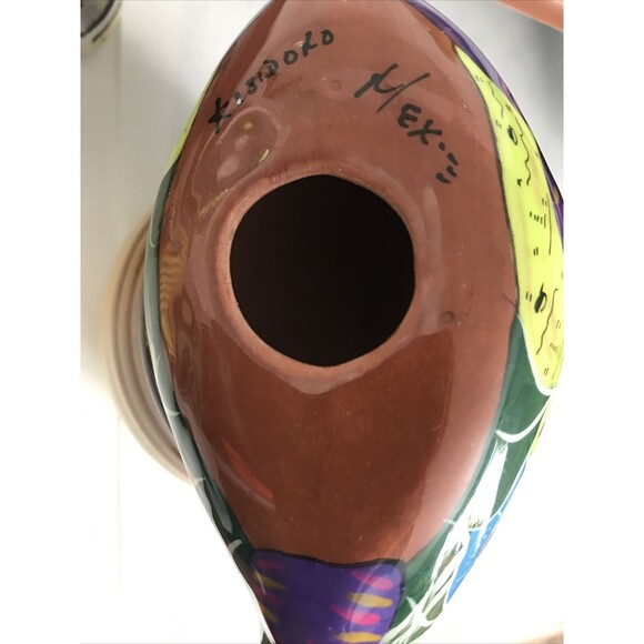 Vtg Mexican Fish Sculpture Pottery Folk Art Terra Cotta Mexico Hand Painted - Picture 9 of 9